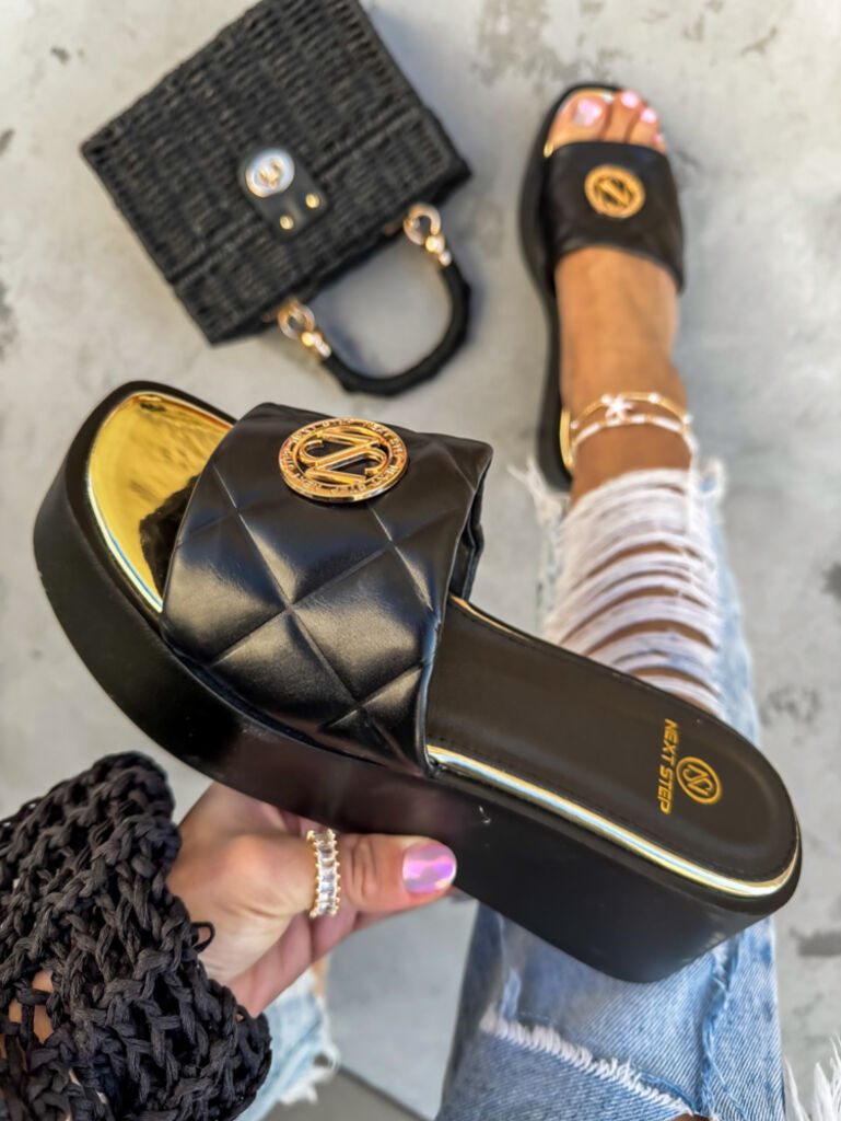 Platform papucs arany színű dísszel AMANDA - next