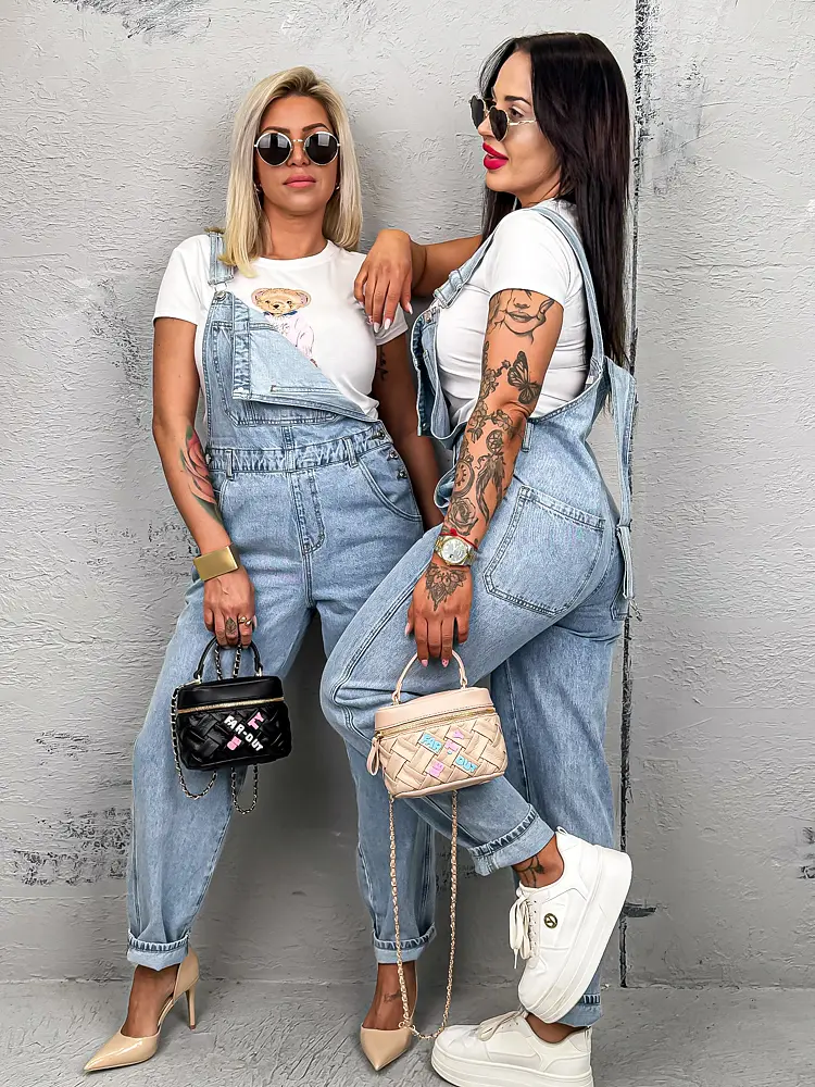 Kék kantáros wide-leg farmer