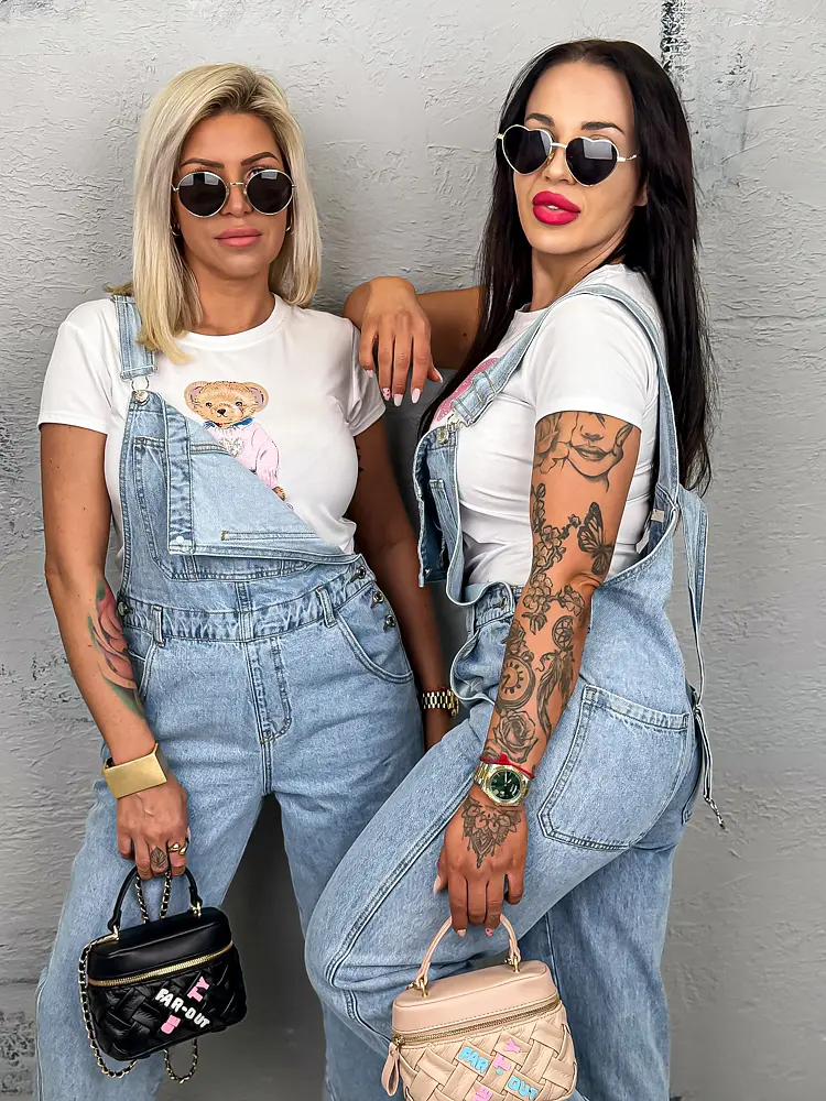 Kék kantáros wide-leg farmer - next