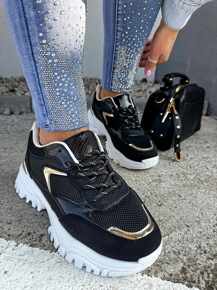 Fekete női sportcipő MANARA