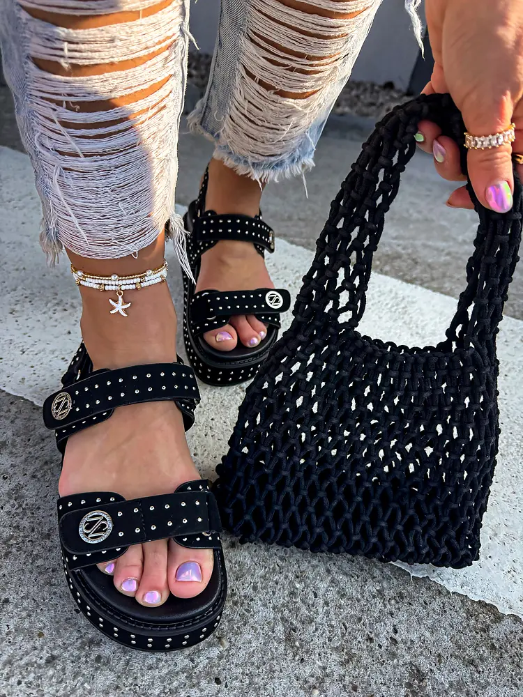 Fekete makramé táska ALEISHA