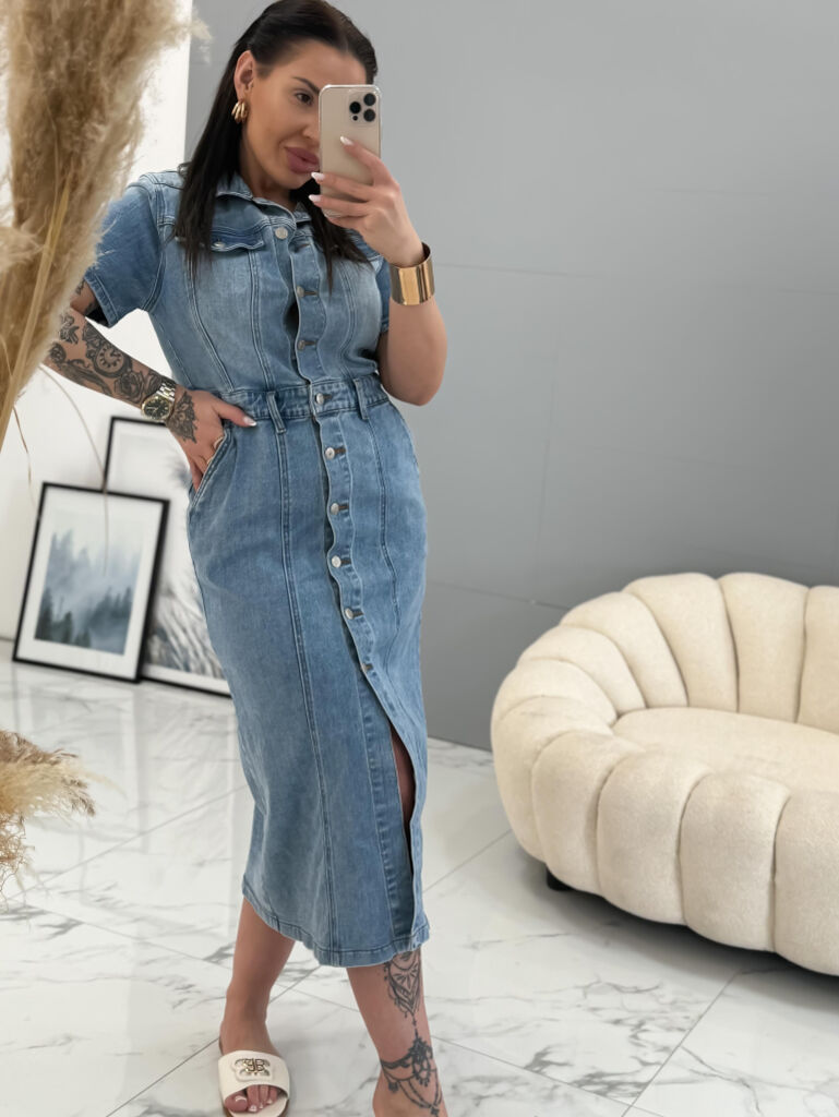 Hosszú gombos farmerruha SERYL