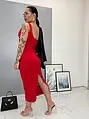 Hosszú elasztikus piros ruha ALMA