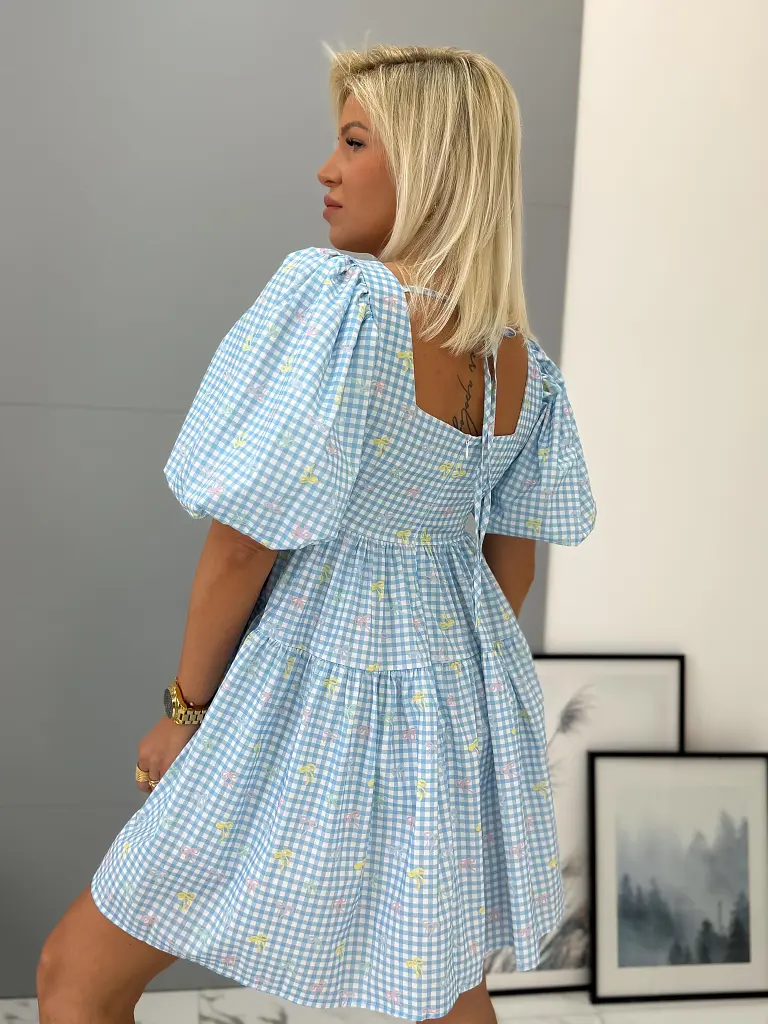 Mintás ballon ujjú pamutruha MIRKA