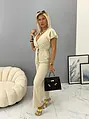Elegáns bézs overál övvel YVONNE