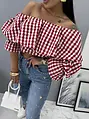 Ejtett vállú kockás blúz FRANCENA