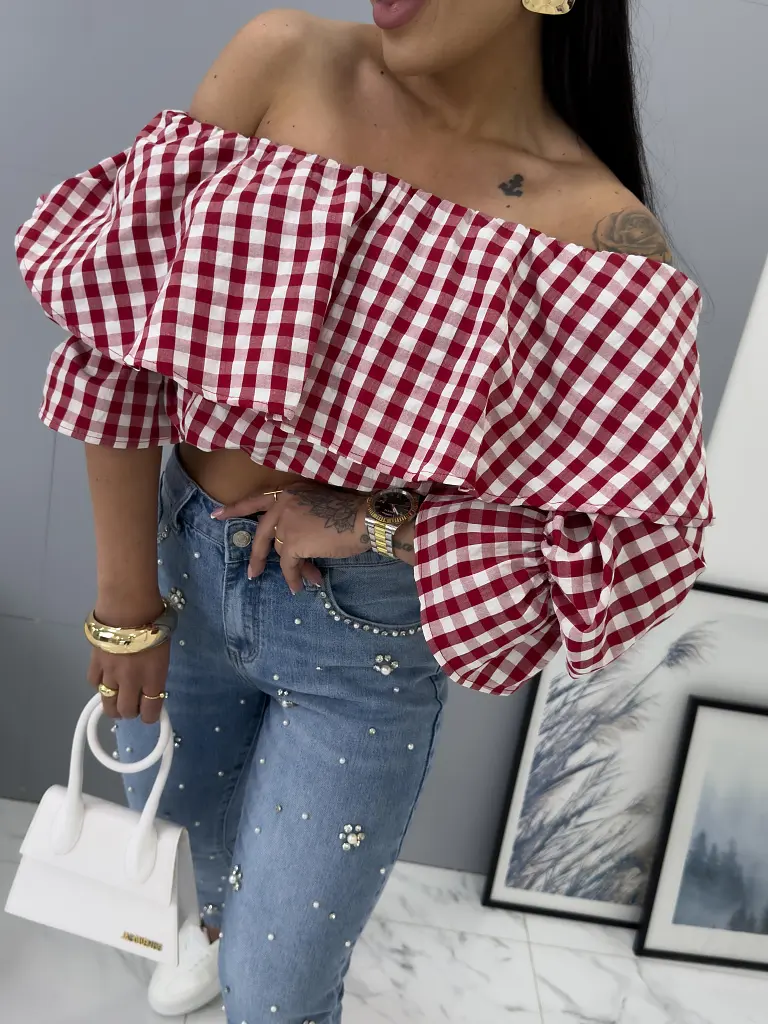 Ejtett vállú kockás blúz FRANCENA - next