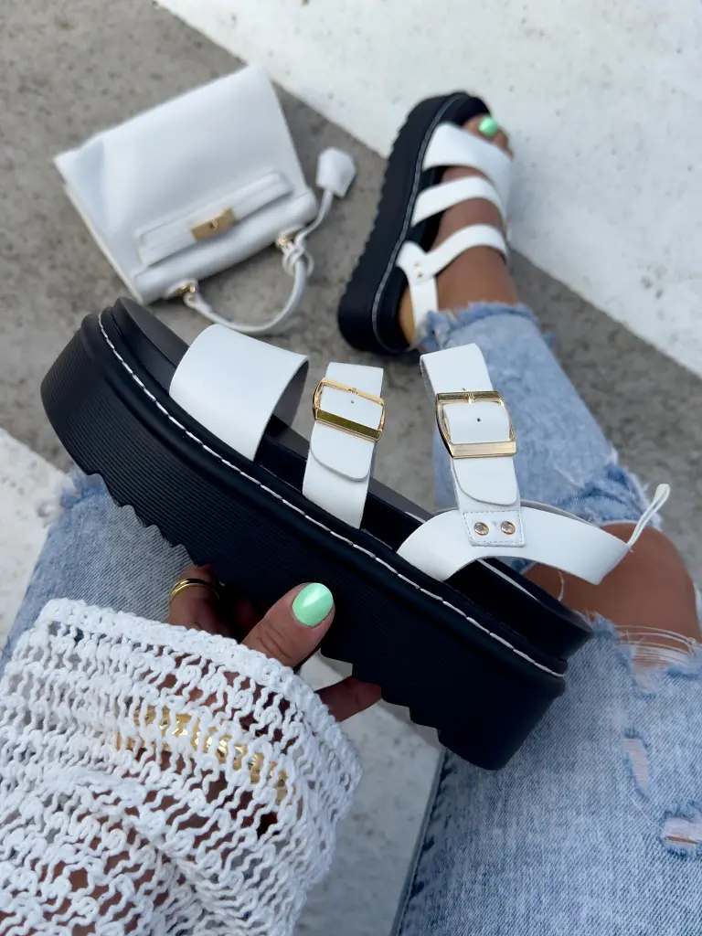 Fehér szandál arany színű díszekkel CLOVER - next