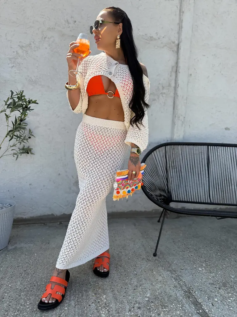 Bézs kötött strand szett HANA - next