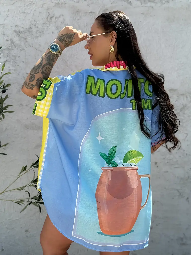 Aszimmetrikus len anyagú női ing FARMA - next