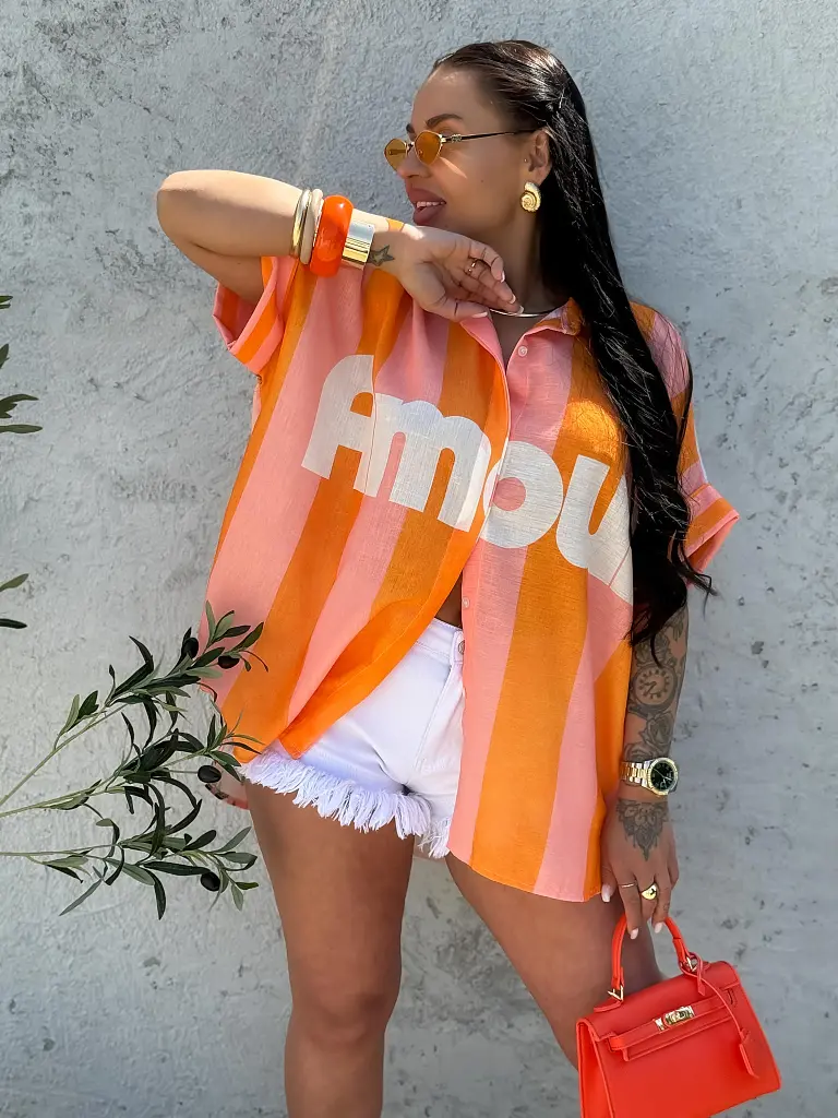 Aszimmetrikus len anyagú női ing FARMA