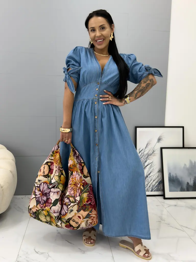 Hosszú gombos farmerruha MILANA