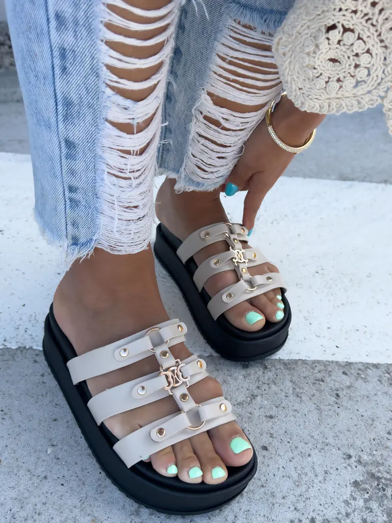 Bézs platformos női papucs OLIVA