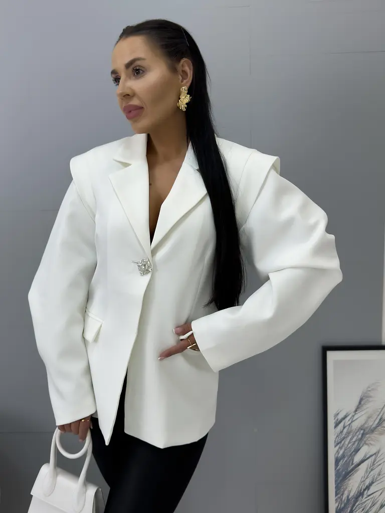 Válltöméses elegáns hosszított zakó öv nélkül FABI