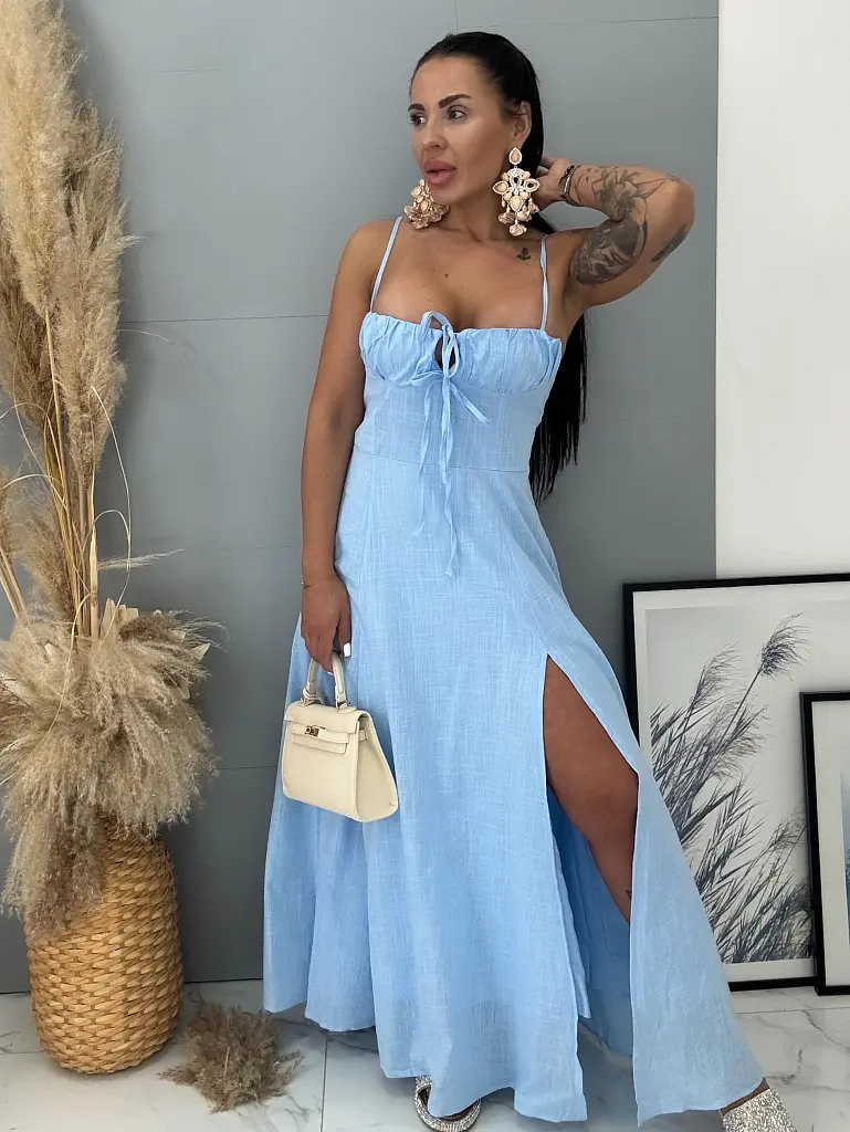 Felsliccelt kék maxi ruha VIERKA