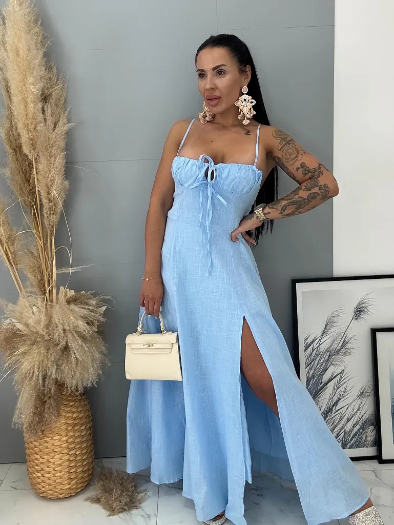 Felsliccelt kék maxi ruha VIERKA - next