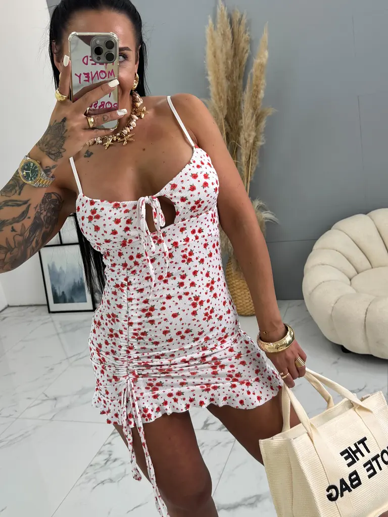 Bordázott anyagú virágmintás ruha DOROTHY - next