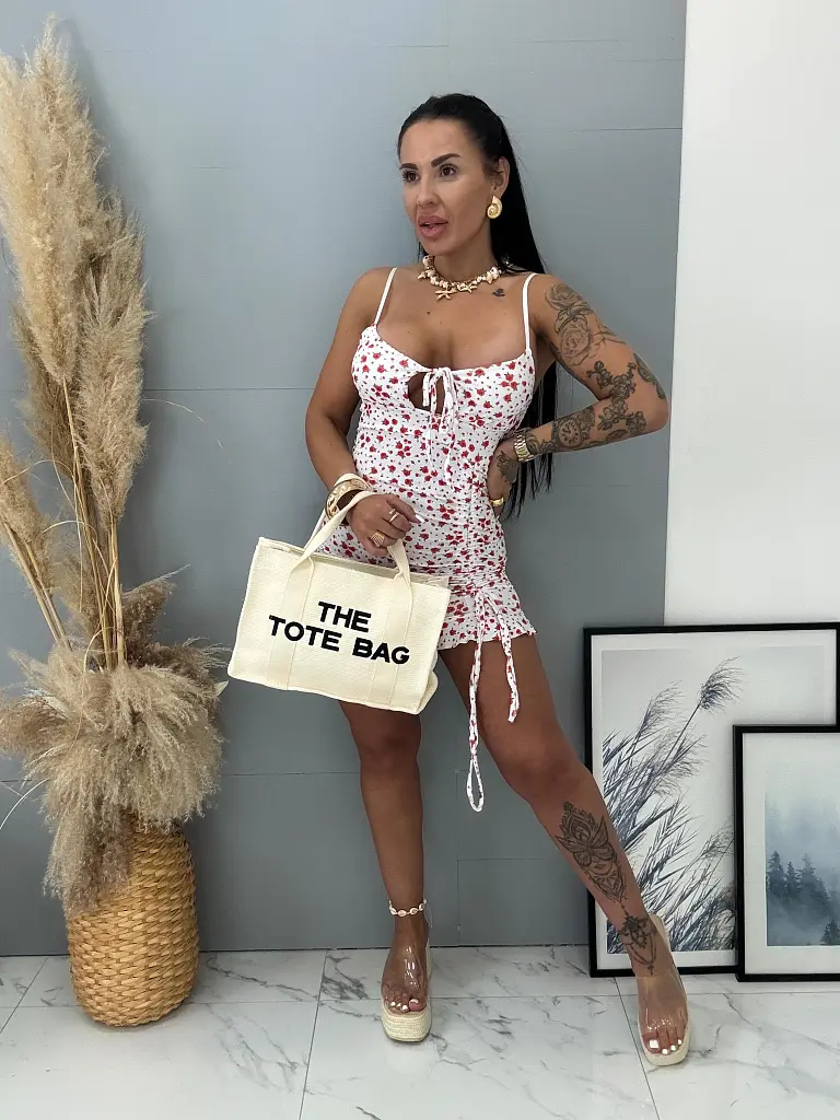 Bordázott anyagú virágmintás ruha DOROTHY