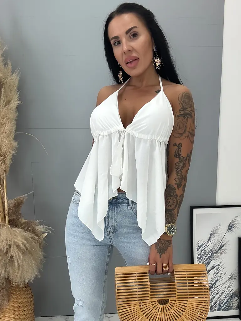 Fehér top melltöméssel MAREN