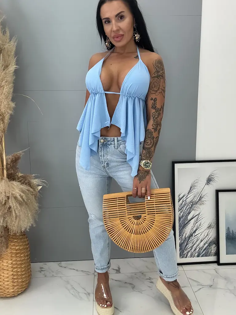 Kék top melltöméssel MAREN - next