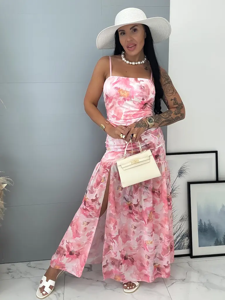 Felsliccelt virágmintás pántos ruha JULIE - next