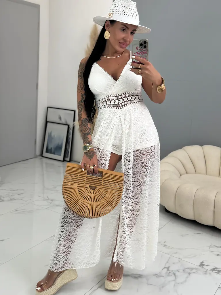 Csipkés vékony pántos overál JOYCE