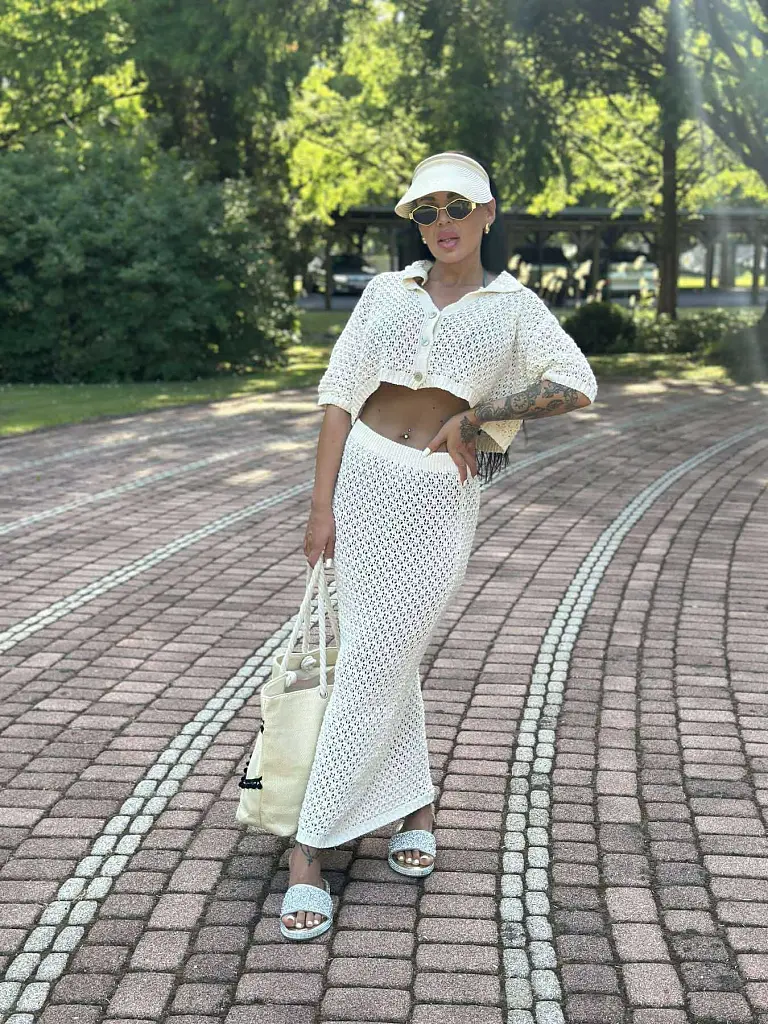 Bézs kötött strand szett HANA