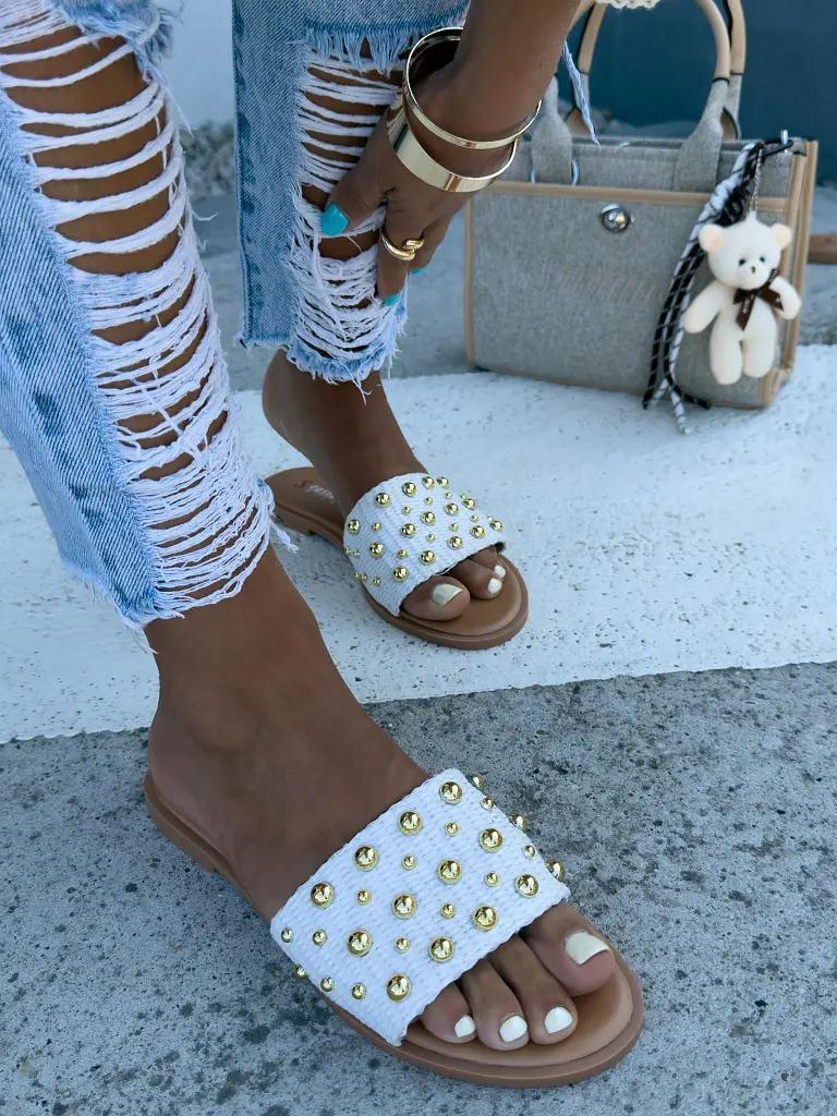 Papucs aranyszínű gyöngyökkel RUBY - next