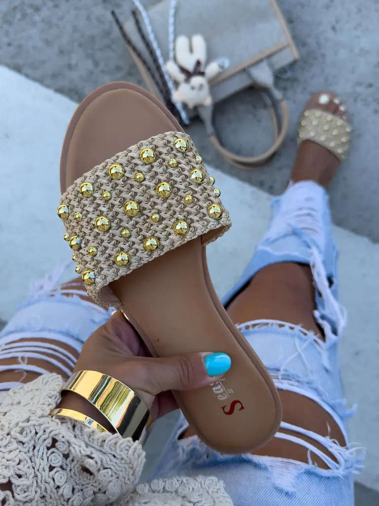 Papucs aranyszínű gyöngyökkel RUBY - next