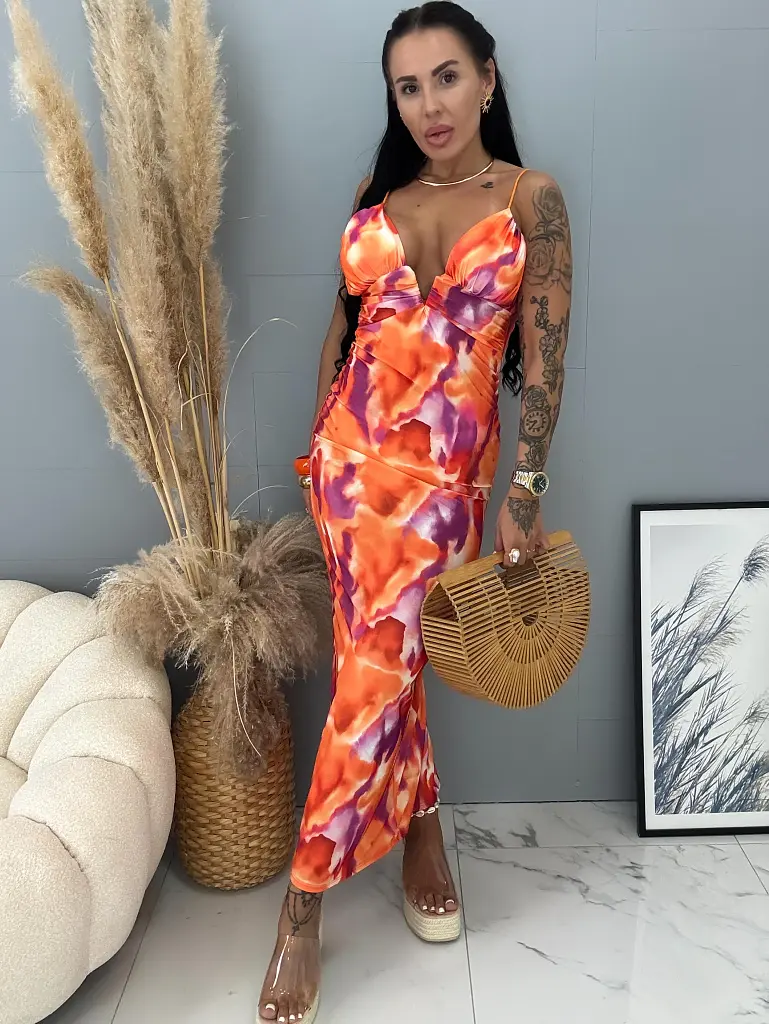 Spagetti pántos hátán nyitott ruha DENISE