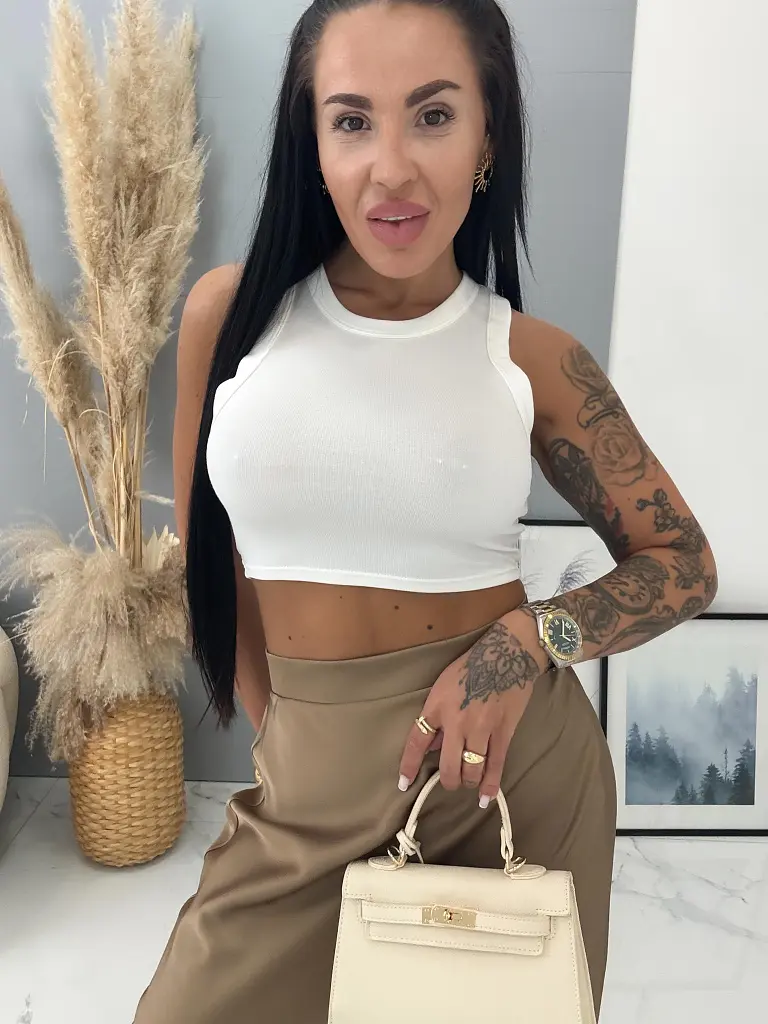 Bordázott anyagú fehér top TAMALYN