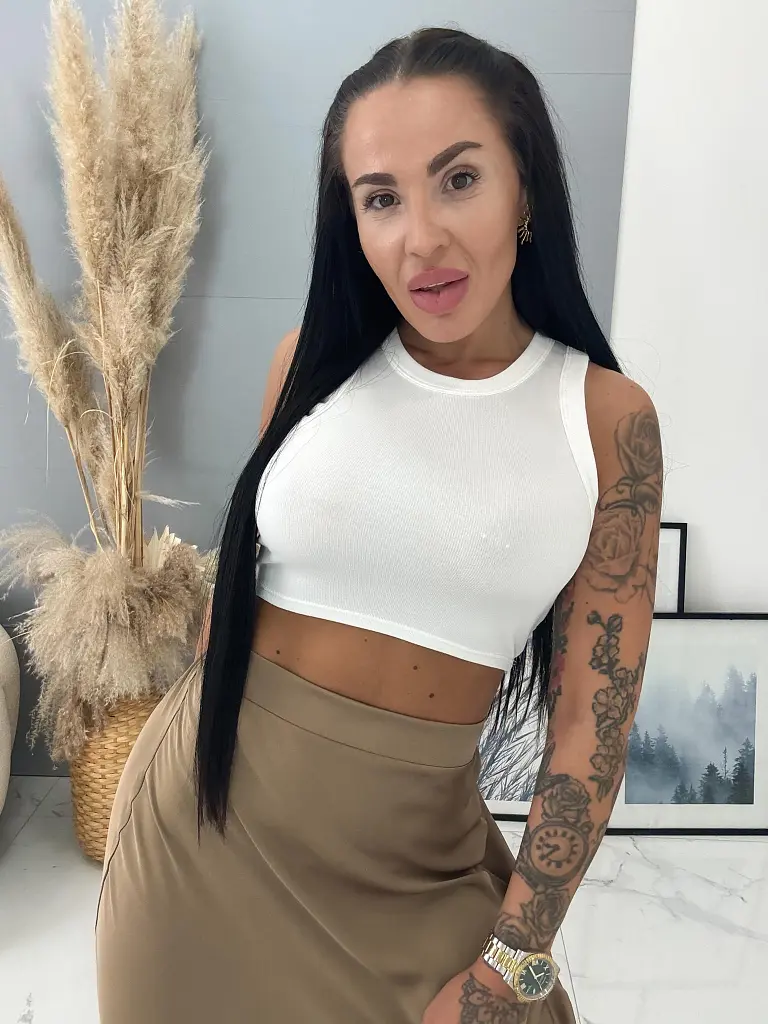 Bordázott anyagú fehér top TAMALYN - next