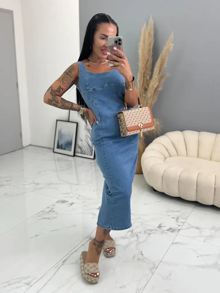 Hosszú ujjatlan farmerruha NESSA