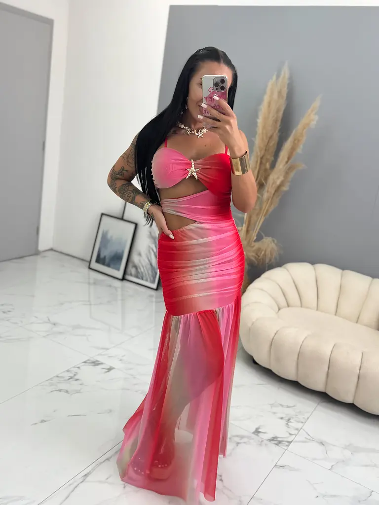 Pántos hosszú ruha melltöméssel CORABEL - next