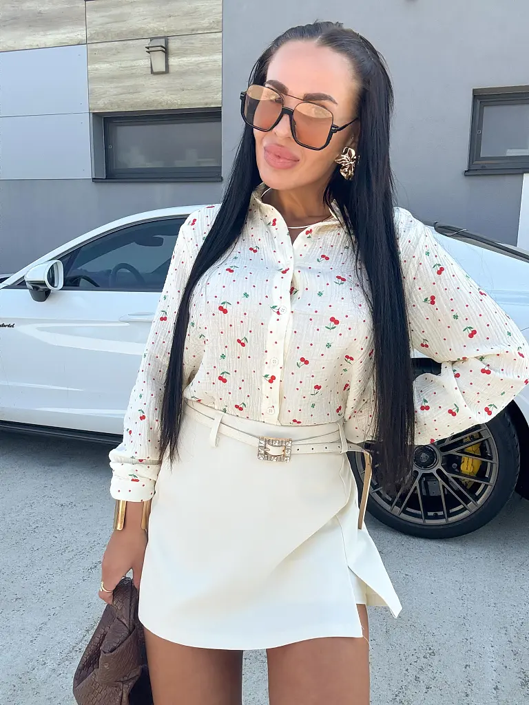 Cseresznyés muszlin női blúz SHURI