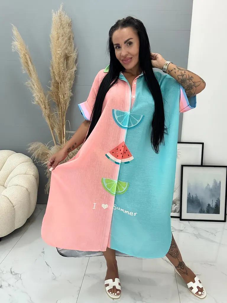 Aszimmetrikus hosszított len anyagú női ing PARMA