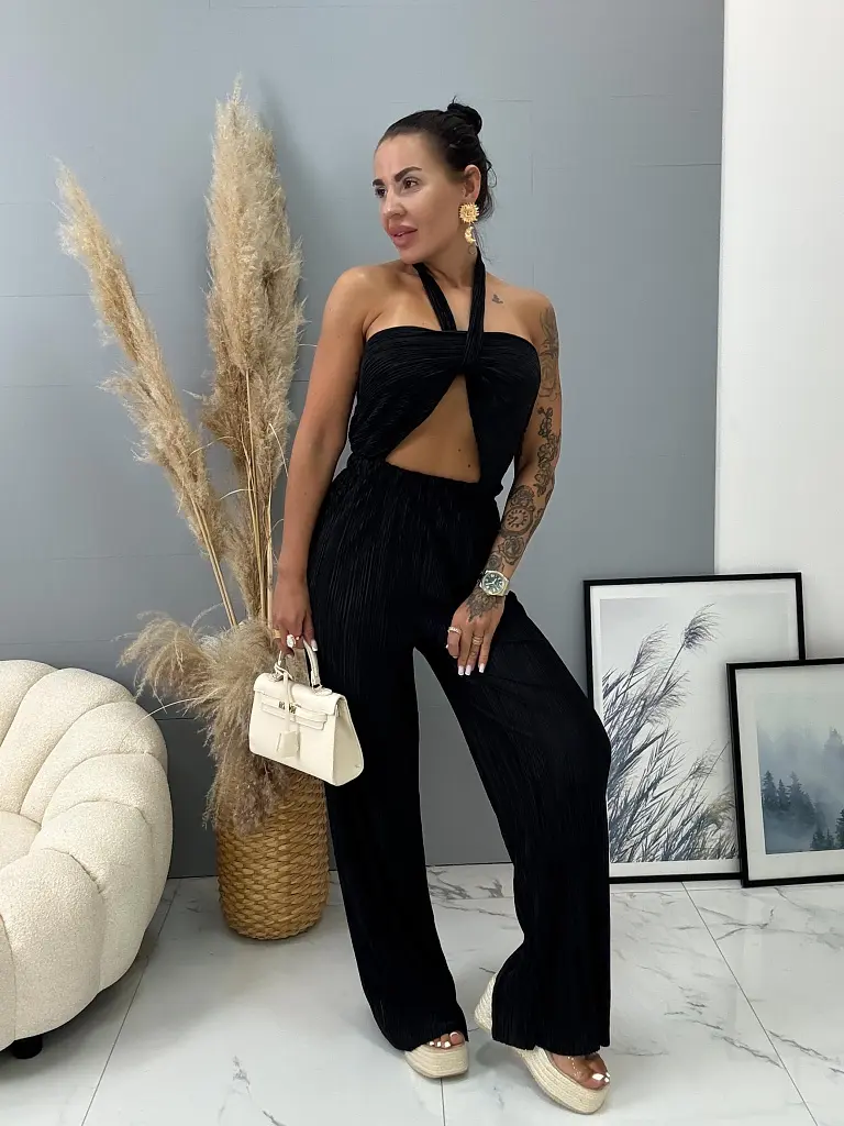 Plisszírozott cut-out overál LEXY