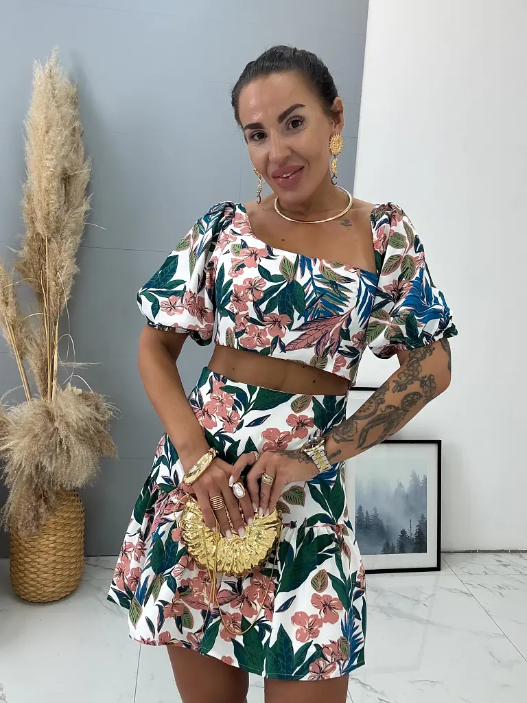 Virágmintás cut-out ruha cipzárral BONNIE