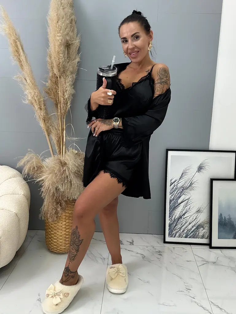 Háromrészes szatén pizsama szett ALLEGRA