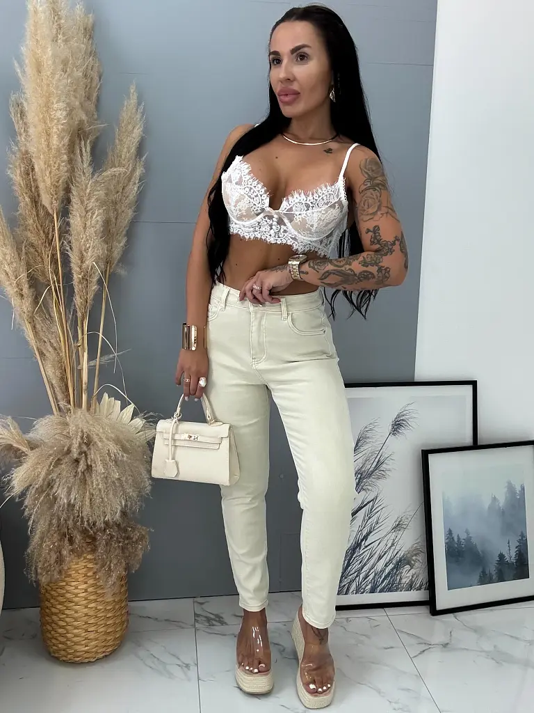 Magas derekú bézs mom fit farmer  - next