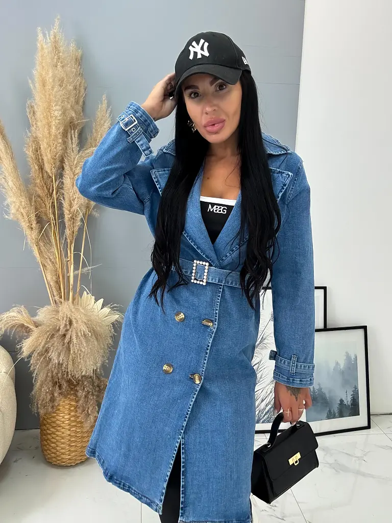 Hosszú farmerkabát övvel ASHINA - next