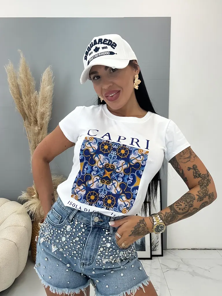 Nyomtatott mintás fehér felső ANASTASIA - next