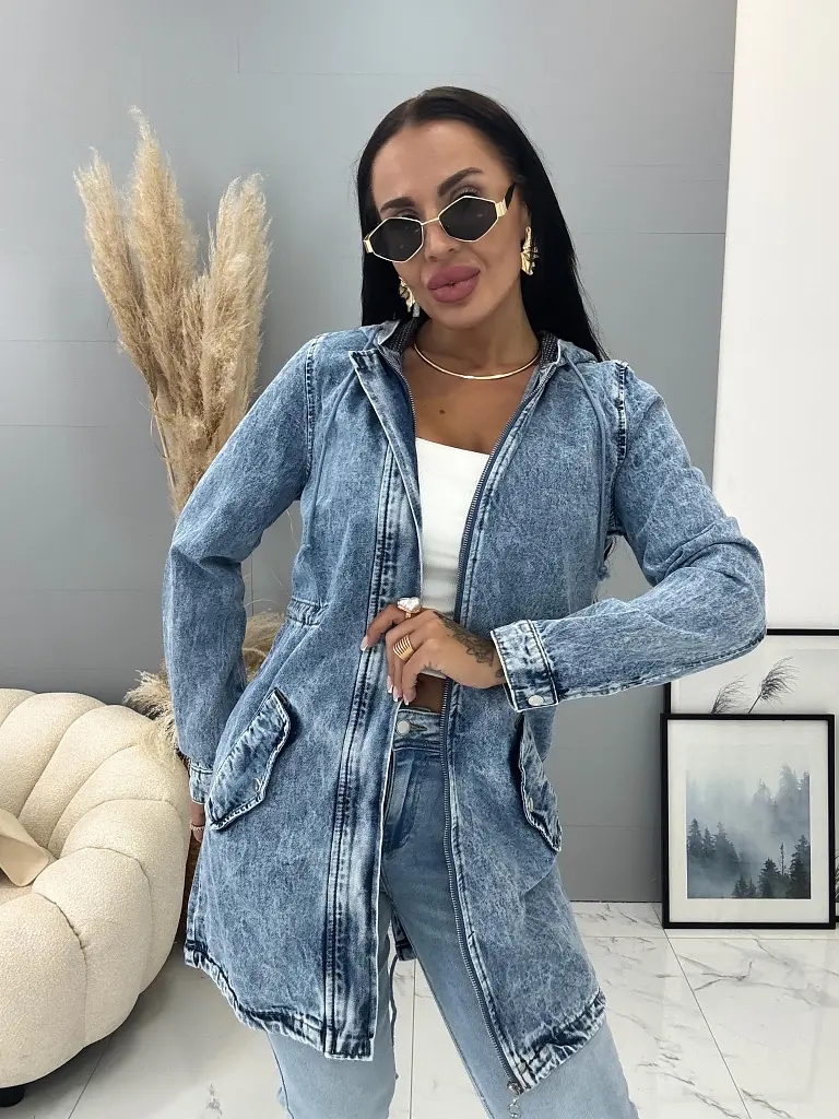 Hosszított kapucnis farmerkabát ALICIA