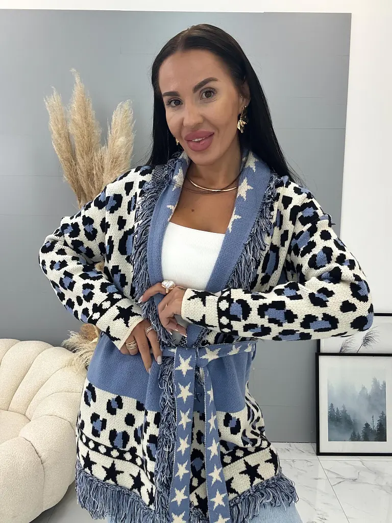 Mintás kardigán övvel JOANNA