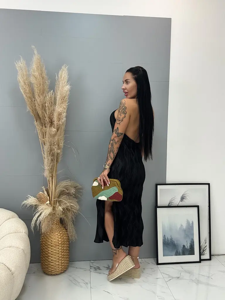 Plisszírozott nyakbakötős ruha CHARLOTTE - next