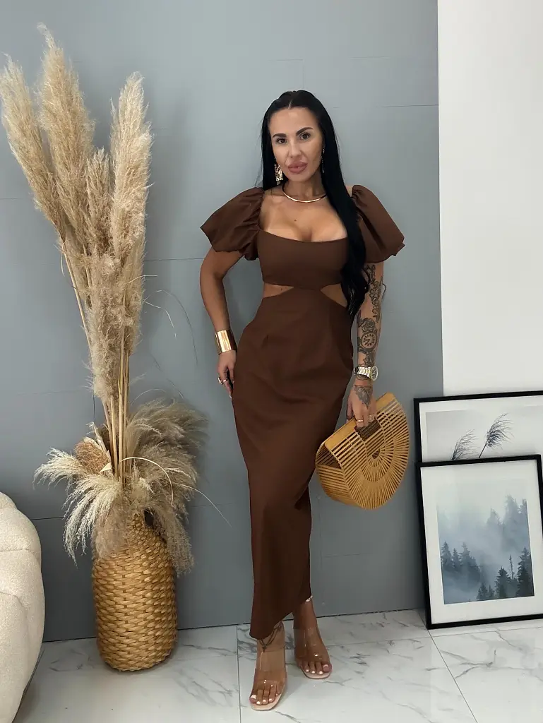 Ballon ujjú hosszú cut-out ruha DALLAS