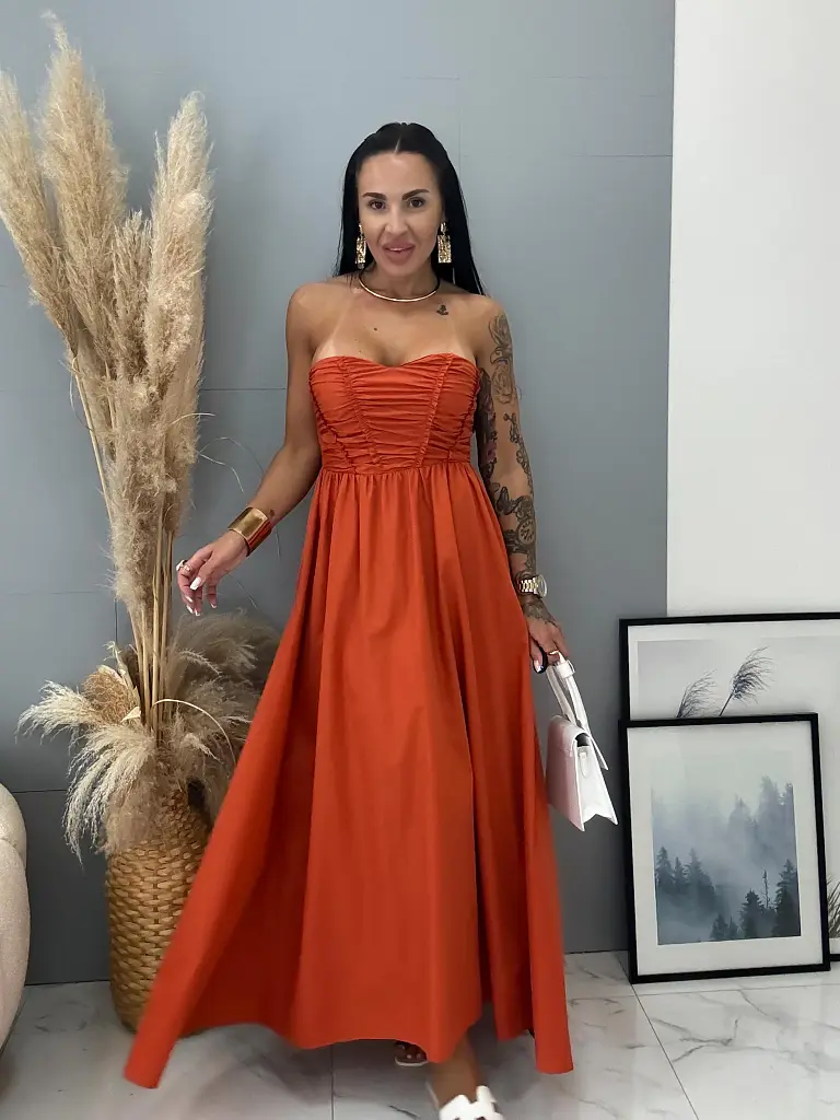 Levehető pántos hosszú ruha ARELY