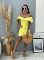 Elasztikus sárga miniruha DYLEN