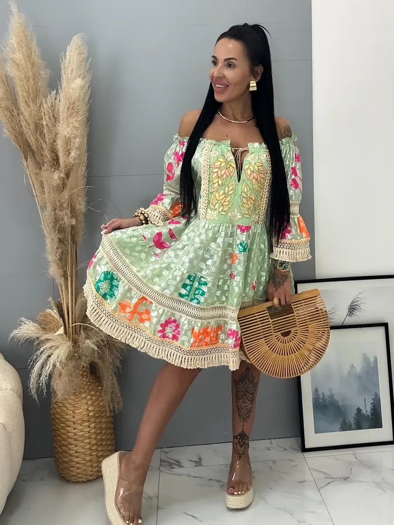 Mintás rojtos boho stílusú ruha FERREN - next