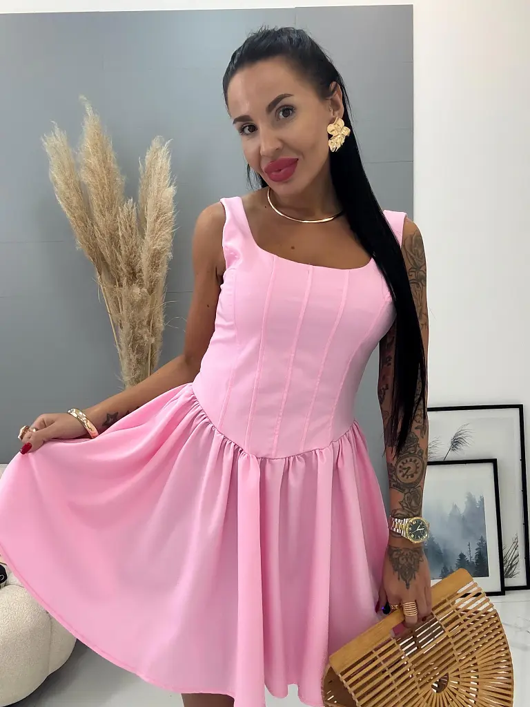 Rózsaszín női miniruha STEPHANY